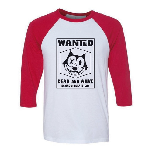 Camiseta 34 Raglán Algodón Personalizada Gato Schrodinger 