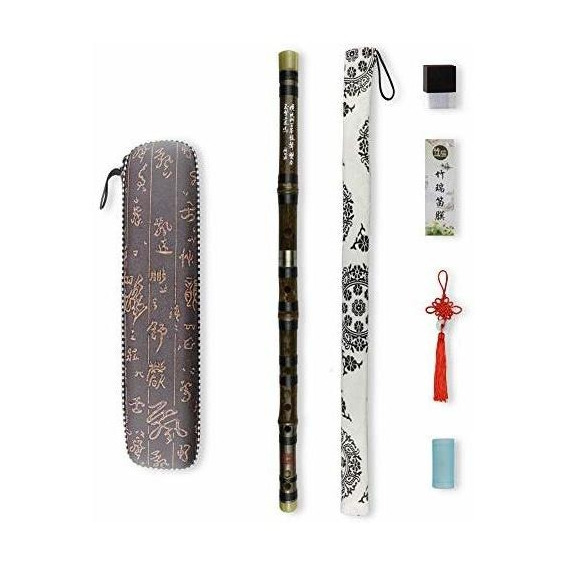 Didgeridoos D Key Dizi Black Bamboo Flute Con Membrana Libre