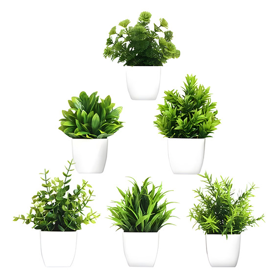 6pcs Macetas Plantas Artificiales Decorativos Bonsai Artific