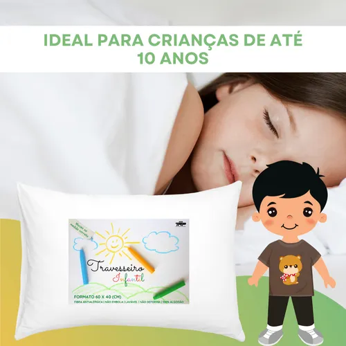 2 almohadas 100% algodón para niños de hasta 10 años