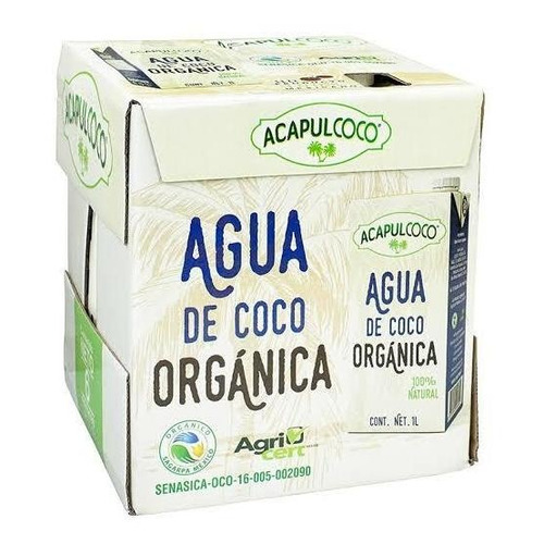 Agua Coco Acapulcoco    Organica     Caja Con 6 De 1 Litro