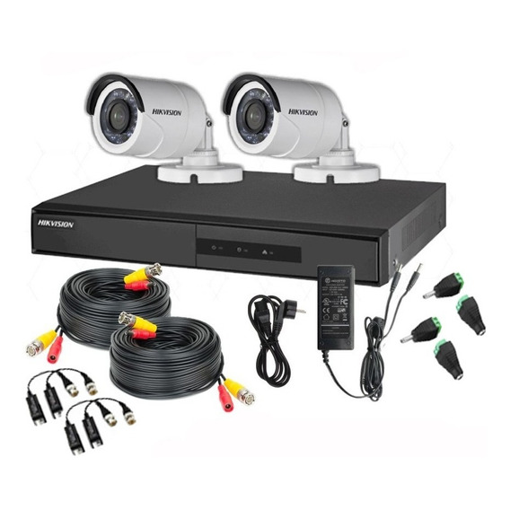 Kit De Seguridad Completo 2 Cam Hikvision 1080 + Disco 500gb