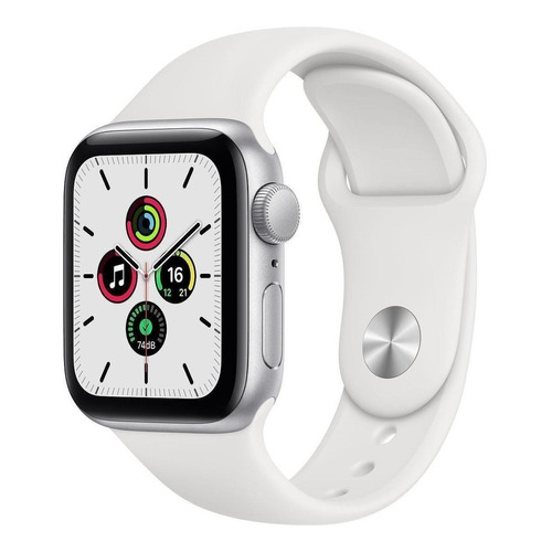 Apple Watch SE (GPS, 40mm) - Caja de aluminio color plata - Correa deportiva Blanca