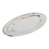 Fuente Bandeja Ovalada Platina Acero Oval Plana 23x15 Cm