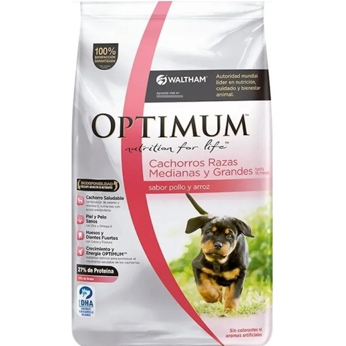 Alimento Optimum Puppy Raza Mediana/grande X 15 Kg