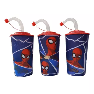 20 Vasos Spiderman Tapa Y Popote Fiesta Spiderman Dulcero
