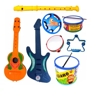 Kit Musical Educativo Tambor Infantil Brinquedo Instrumentos