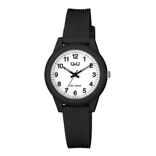 Reloj Q&q Qyq Vs13j001y Deportivo Goma Dama + Estuche Color de la correa Negro