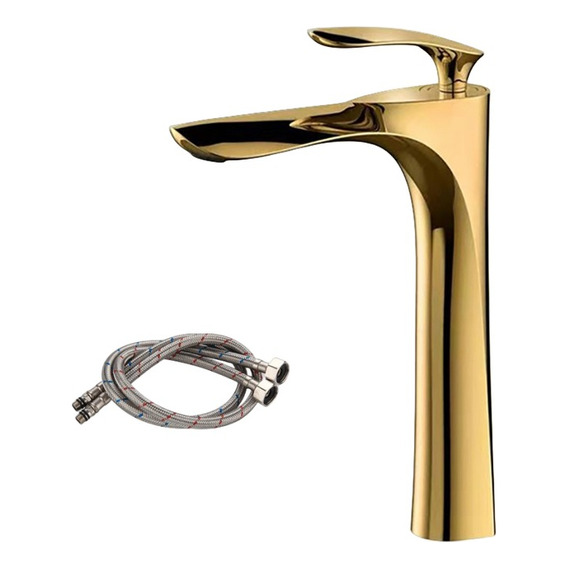 Mezclador Yesop Gold de una sola manija para lavabo de baño, grifo alto, color dorado