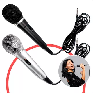 Microfone De Mão Duplo Dinâmico Karaokê Caixa De Som Show