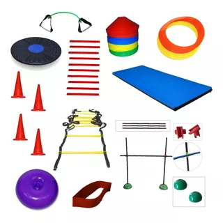 Set De Entrenamiento Fitness 51 P. Funcional Gym Conos Vallas Lentejas Tabla De Freeman Donuts Escalera Aros