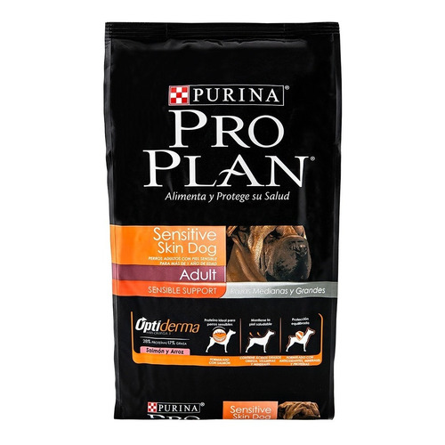 Alimento Pro Plan OptiDerma Sensitive Skin Adult para perro adulto de raza  mediana y grande sabor salmón y arroz en bolsa de 3kg