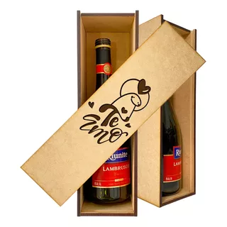 Caja Madera Mdf Para Una Botella De Vino Sin Botella C/graba