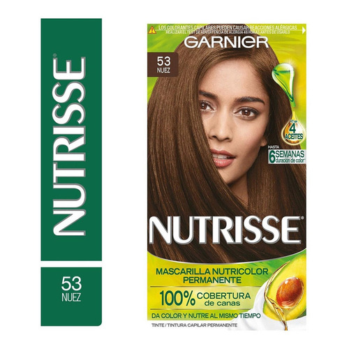 Kit Tinta Garnier  Nutrisse regular clasico Mascarilla nutricolor permanente tono 53 nuez para cabello