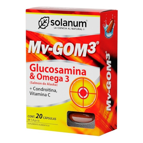 Glucosamina + Omega3 Mv - Gom3 Solanum 20 Capsulas Sabor Sin Sabor