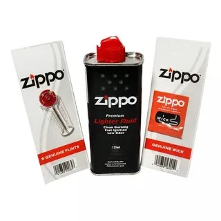 Kit  Zippo - Pedra +  Pavio + Fluido Isqueiro Zippo Original