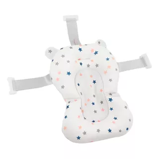 Almofada De Banho Para Bebê Banheira Flutuante Boia Com Alça Cor Branco Estrelas