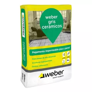 Pegamento Gris Ceramicos 25 K Interior Piso Pared Weber Mm