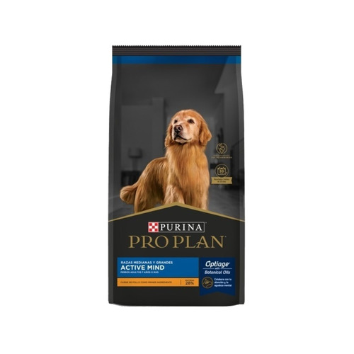 Alimento Pro Plan OptiAge Active Mind 7+ para perro senior de raza mediana y grande sabor pollo y arroz en bolsa de 13kg