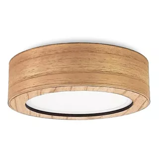 Lampara Techo Plafon Led 12w 18x6cm Madera Natural