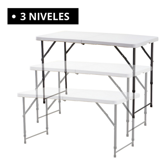 Mesa plegable de plástico Ecomlab 3 niveles portafolio 120cm