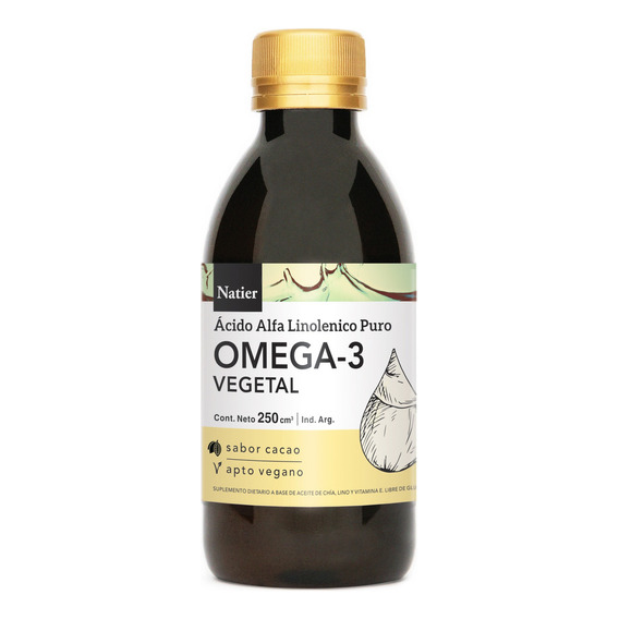 Natier Suplemento Omega 3 Vegetal Vegano Cacao 250ml 3c Sabor Omega 3 - Sabor Cacao