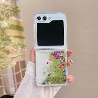 Funda Case Para Samsung Galaxy Z Flip 5 Glitter Agua Colores