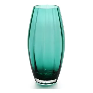 Vaso Oliva P Ondulado Verde Murano Cristais Cadoro