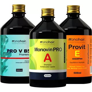 Shampoos Monovin A + Pro V B5 + Provit E  Cronograma Capilar