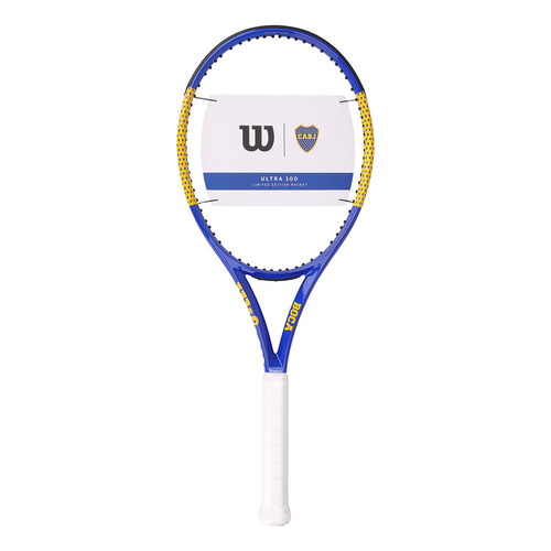 Raqueta Tenis Wilson Ultra 100 V3 Boca Juniors Tamaño Del Grip 4 1/4 Color Azul/amarillo Con Funda Sin Cuerda La Mitad Más Uno Xeneize