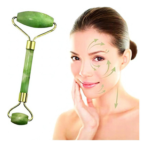 Masajeador facial antiarrugas Jade Roller para rostro y cuello