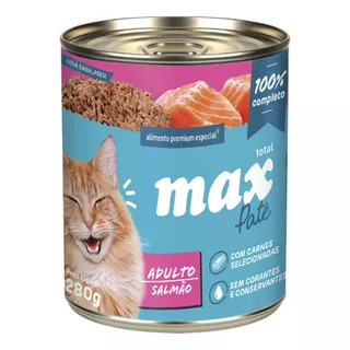 Ração Úmida Patê Premium Especial Gatos Salmão 280g Max Cat
