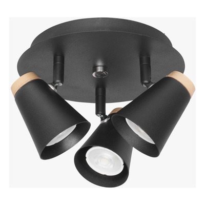 Aplique 4 Luces Eleanor Negro Con Madera Barral Apto Led Mks