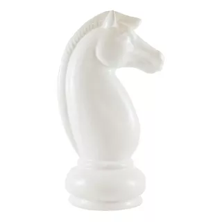 Pieza Ajedrez Ceramica Blanca Caballo 9.5x24 Cm