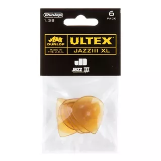 Kit 6 Palhetas Dunlop Ultex Jazz 1.38xl 427p Made In Usa Cor Ambar