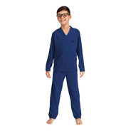 Pijama Longo Infantil Liso Manga Longa Masculino Calça Malha