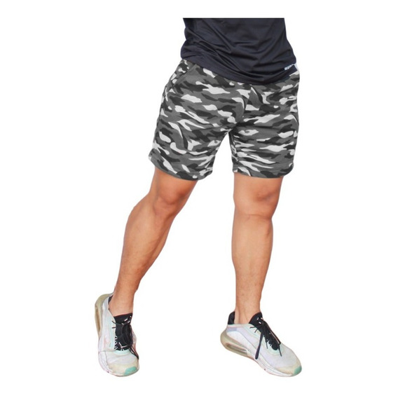 Pantaloneta Camuflada, Short Camuflado Largo Medio Gym