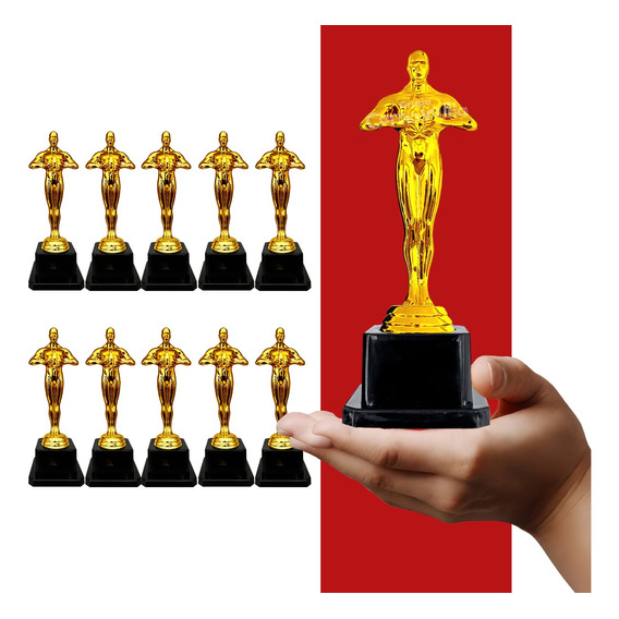 10 Estatuilla Premio Oscar Hollywood Trofeo 19cm Fiesta Grad