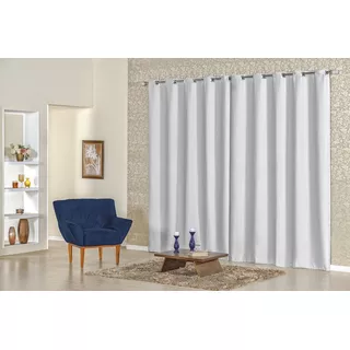 Cortina Blackout Sala Ou Quarto 4,0m X 2,7m (p/ Varão 3mts) Cor Branco