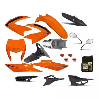 Kit Carenagem Honda Nxr Bros 2013 Laranja Adesivada  C- Inf