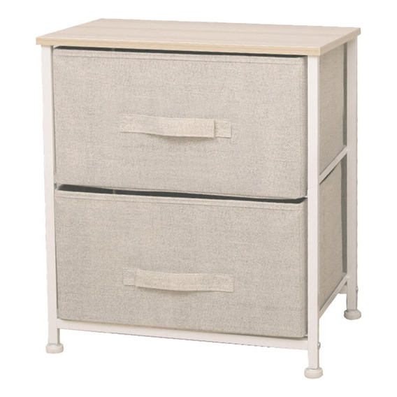 Mueble Organizador Mesa De Luz 2 Cestos En Tela Beige Oferta