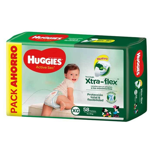 Pañales Huggies Active Sec  XG