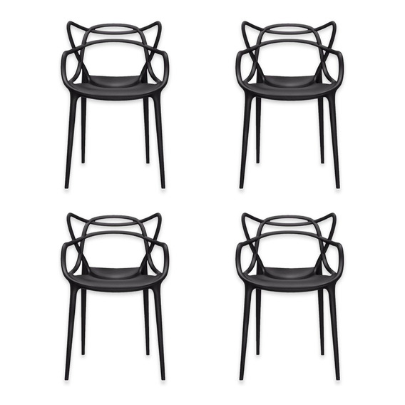 Set 4 Sillas Master Restaurante Color Negro Apilable Pp