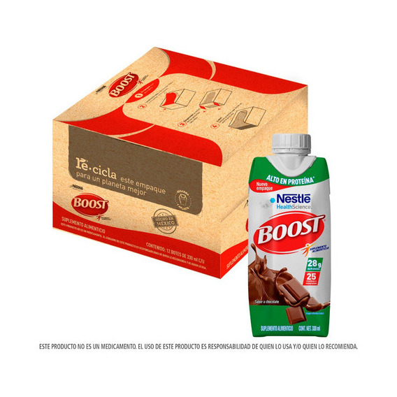 Boost Alto En Proteína Suplem. Alim. Chocolate 12pack 330 Ml