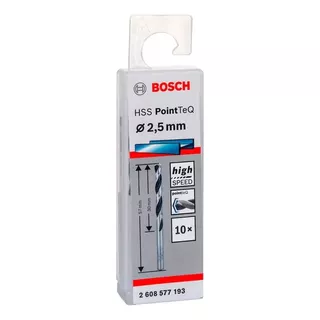Kit Com 10un - Broca De Aço Rápido Bosch Hss Pointteq 2,5mm
