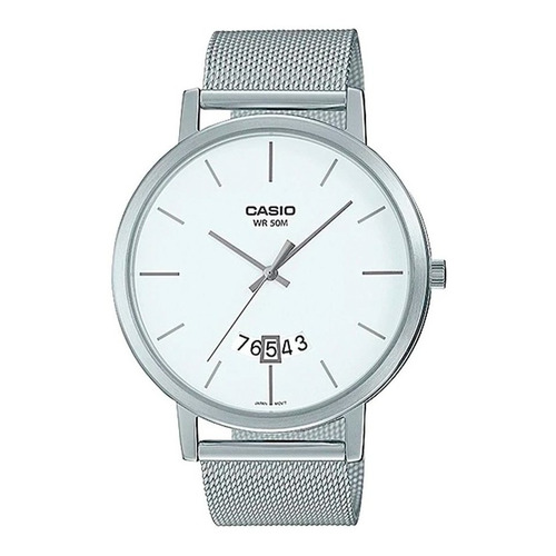Reloj Casio Mtp-b100m-7evdf Hombre 100% Original Color de la correa Plata Color del bisel Blanco Color del fondo Blanco