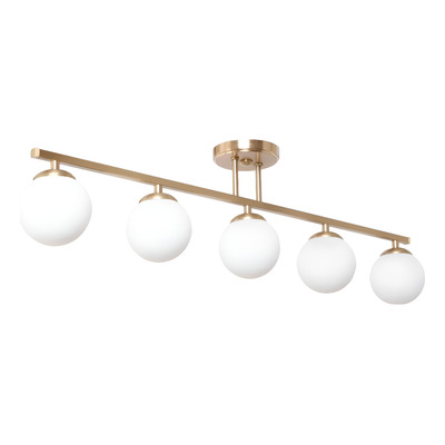 Plafon 5 Luces Barral Elyn Dorado Globo 15cm Opal E27 Rosca 
