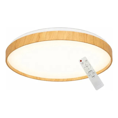 Aplique Plafón Led Boris Madera 39cm Con Control Ld Madera Clara Interior