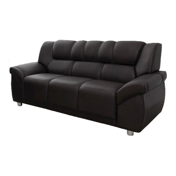 Sillon 3 Cuerpos Sofa Córdoba Pu Marrón Color Negro Diseño de la tela Liso