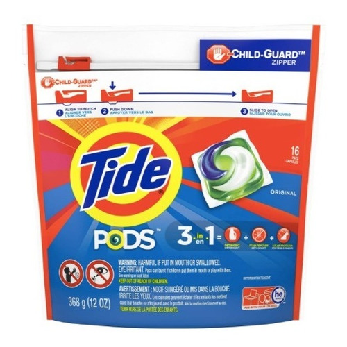 Detergente Ropa Tide Pods / 16 Capsulas 3 En 1